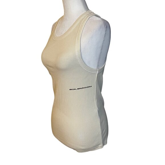 Boiler Room Garment Dyed Ribbed Tank in Bone Large New Mens Top - Picture 6 of 10